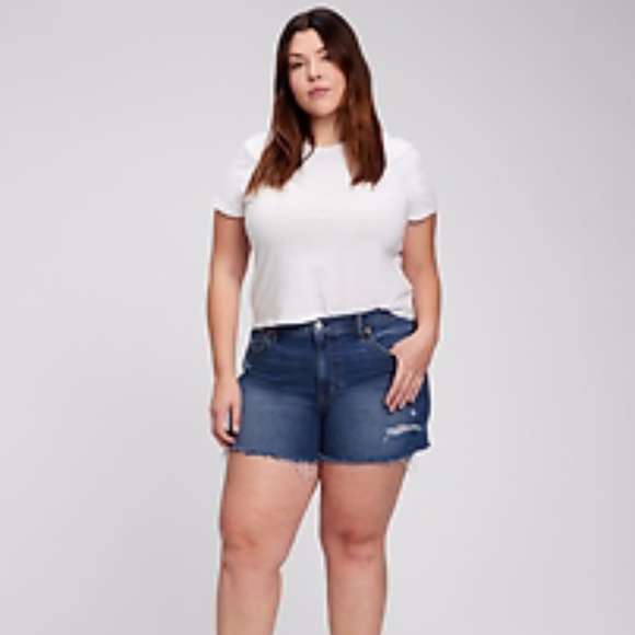 Gap - 4" High Rise Distressed Denim Shorts with Washwell - Size 28 Tall … - Picture 6 of 6